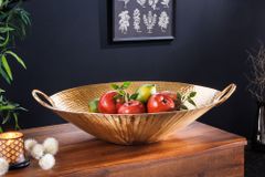 Handgearbeitete Deko Schale ORIENT 55cm gold Metall Hammerschlag Design