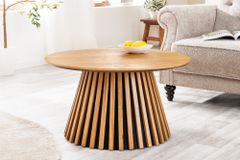 Runder Couchtisch VALHALLA WOOD 70cm natur Eichenholz Säulenfuß