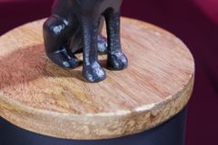 Design Dose PANTHER 20cm schwarz natur Mangoholz Panther-Figur Metall Dekoration