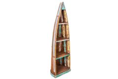 Dekoratives Bootsregal JAKARTA 190cm bunt Massivholz aus recycelten Fischerbooten Bücherregal