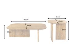 2er Set Couchtische GATSBY 100cm braun Mangoholz organische Form Beistelltisch