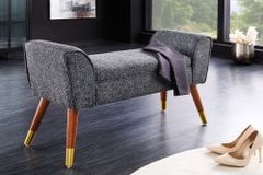 Retro Sitzbank SCARLETT 90cm anthrazit Bouclé mit Armlehnen