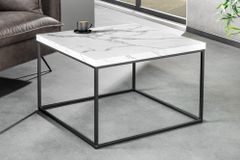 Moderner Couchtisch ARCHITECTURE 60cm weiß Marmor-Design Metallgestell