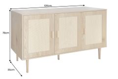 Design Sideboard VIENNA 120cm natur Wiener Geflecht Kommode
