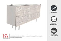 Massives Sideboard MARRAKESCH 160cm Mangoholz mit Verzierung Boho Stil