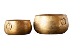 Handgefertigte Schalen 2er Set ORIENT gold Blumentopf im Hammerschlagdesign