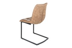 Design Freischwinger Stuhl MIAMI taupe antik Microfaser Metallgestell matt schwarz