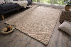 Handgearbeiteter Teppich WOOL 240x160cm beige aus Wolle