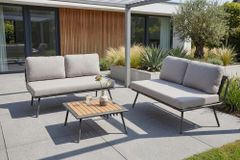 Outdoor Lounge Sitzgruppe MOBILE MODULAR anthrazit hellgrau mit Tisch wetterfest