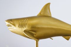 Maritime Skulptur HAI 103cm gold handmade Metall Design Haifisch