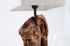 Handgearbeitete Treibholz Tischlampe HYPNOTIC 45cm beige mit Leinenschirm