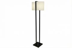 Minimalistische Stehlampe COLLEEN 160cm weiß schwarz Stoffschirm mit Metallfuß