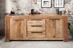 Massives Sideboard IRON CRAFT 175cm Mangoholz Kommode mit Schubladen Handarbeit