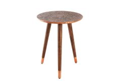 Design Beistelltisch ALCAZAR 50cm antik kupfer Metall Mangoholz Handarbeit rund