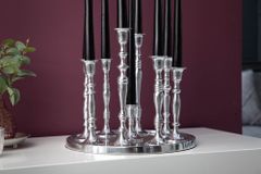 Kerzenständer MODERN BAROCK 30cm 9-flammig silber Aluminium poliert Kerzenhalter Deko-Platte