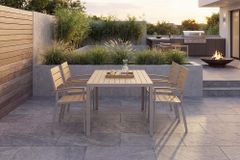 Moderner Gartentisch DESIGNO 150cm natur greige Aluminium wetterfest Outdoor