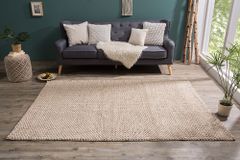 Handgearbeiteter Teppich WOOL 240x160cm beige aus Wolle