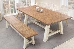 Massiver Esstisch HAMPTONS 200cm hellbraun creme Pinienholz
