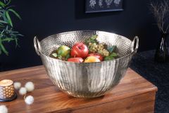 Handgearbeitete Deko Schale ORIENT 40cm silber Metall Hammerschlag Design