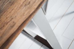 Massiver Esstisch BARRACUDA 200cm antik Teak Holz mit Stahl Kufenfüßen inkl. Glasplatte