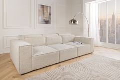 3-Sitzer Sofa BOSSA NOVA 260cm beige ocean Strukturstoff Couch inkl. Kissen