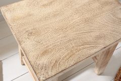 Massiver Hocker FINCA 45cm beige Mangoholz Handarbeit Boho Shabby Chic
