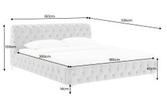 Doppelbett MODERN BAROCK 180x200cm grau Samt Chesterfield Design