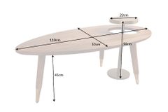 Massivholz Couchtisch GATSBY 110cm braun gold Mango oval rund Beistelltisch 2er Set Retro Design