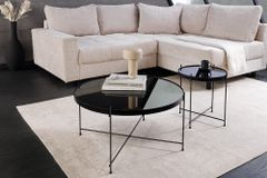 Runder Couchtisch ELEGANCE 45cm anthrazit Glas schwarz Metallgestell