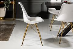 Design Stuhl SCANDINAVIA MEISTERSTÜCK weiß goldene Beine