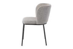 Design Stuhl LYON grau beige Chenille schwarze Metallbeine