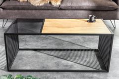 Design Couchtisch ARCHITECTURE 100cm schwarz Wildeiche Rauchglas Metall Holz