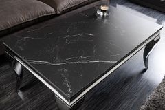 Design Couchtisch MODERN BAROCK 100cm schwarz anthrazit chrom Keramik Marmor