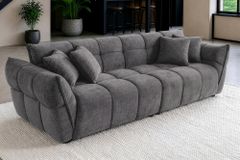 XXL Sofa CLOUD 260cm grau Vogue Samtstoff Bigsofa Federkern inkl. Kissen