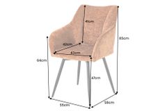 Drehbarer Retro Stuhl AVIGNON rost braun Chenille schwarze Metallbeine