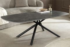 Design Couchtisch OSAKA 110cm anthrazit Keramik schwarz Metall mit Sterngestell