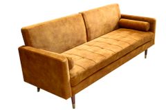 Modernes Schlafsofa COUTURE 200cm senfgelb Microvelours 3-Sitzer Couch mit Schlaffunktion
