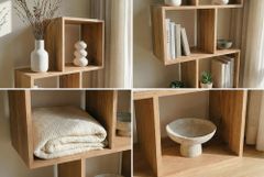 Massives Regal MAKASSAR 150cm natur cream finish Mangoholz einzigartige Maserung
