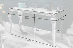 Eleganter Konsolentisch MODERN BAROCK 145cm mit Glasplatte Marmoroptik Edelstahlbeine
