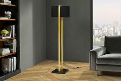 Minimalistische Stehlampe COLLEEN 160cm gold schwarz Stoffschirm mit Metallfuß