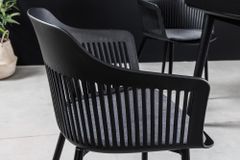 Design Stuhl AIRE schwarz Kunststoff Stahlgestell Indoor Outdoor inkl. Kissen