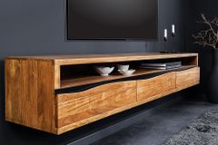 Hängendes TV-Lowboard MAMMUT 160cm braun Akazie honey finish Massivholz Baumkante