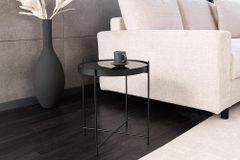 Runder Couchtisch ELEGANCE 45cm anthrazit Glas schwarz Metallgestell