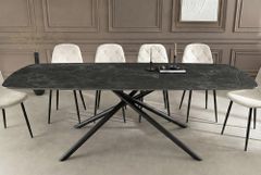 Design Esstisch OSAKA 160cm anthrazit Keramik schwarz Sterngestell Metall
