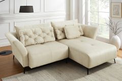 Modernes Ecksofa MARRAKESCH 265cm beige Samt 3-Sitzer inkl. Kissen Ottomane rechts