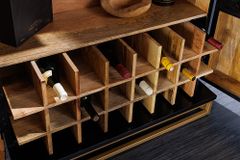 Handgearbeiteter Barschrank GOLDEN SUNSET 140cm schwarz gold Mangoholz massiv