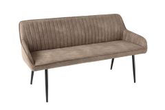 Design Sitzbank TURIN 160cm taupe schwarz Metallbeine mit Armlehne