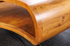 Retro Couchtisch ORGANIC LIVING 70cm braun Akazie Massivholz honey finish  Stauraum