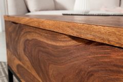 Höhenverstellbarer Couchtisch MAKASSAR FUNCTION 110cm braun Sheesham Massivholz stone finish