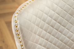 Höhenverstellbarer Barhocker CASTLE DELUXE beige Samt gold Edelstahl mit Löwenkopf